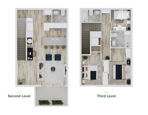 a comparison of second and third floor floor plans